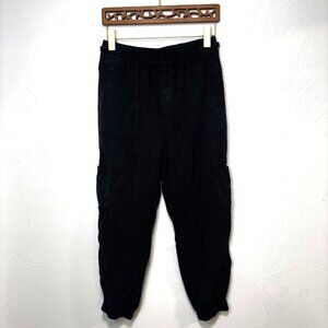 American Eagle Casual Pants Black Solid Joggers Pull On Elastic Waist Pockets S